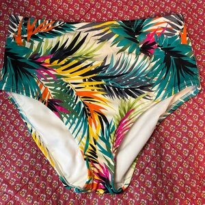 Shade & Shore Leaf Print Bikini Bottom M